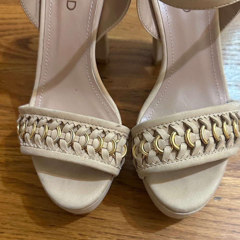 🛍️SALE🛍️ DERİMOD Beige Platform Block Heel Sandals with Ankle Straps - Picture 7 of 9